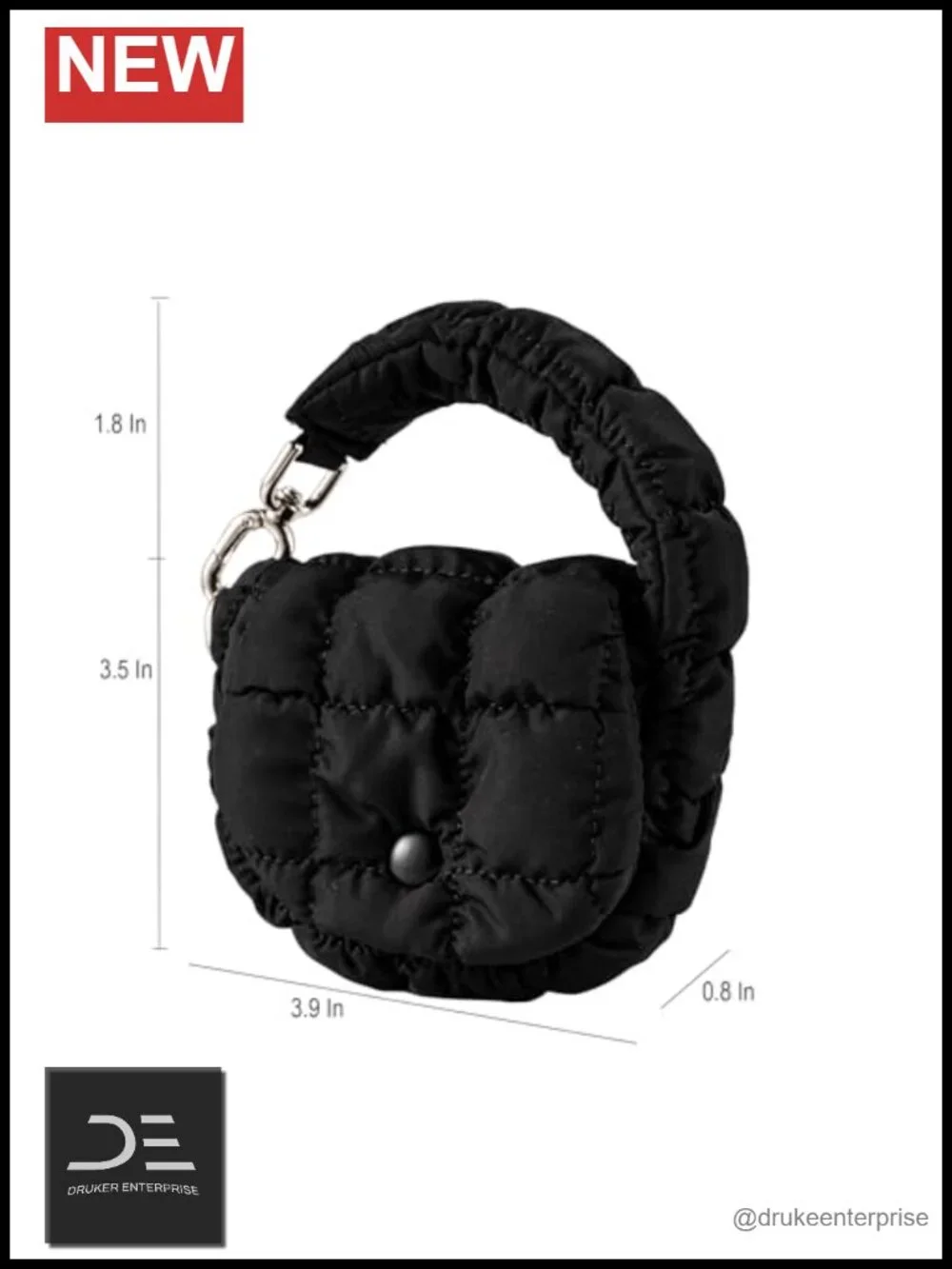 Quilted Mini Pouch - Cute Puffer Bag Wristlet with Metal Clasp for Earphones